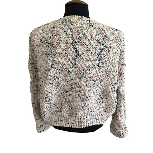 Moon & Madison Chunky Knit Ivory Pink Blue Cardigan Sweater Size XS - Picture 4 of 9